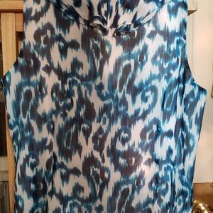 Turquoise and white paisley summer blouse.